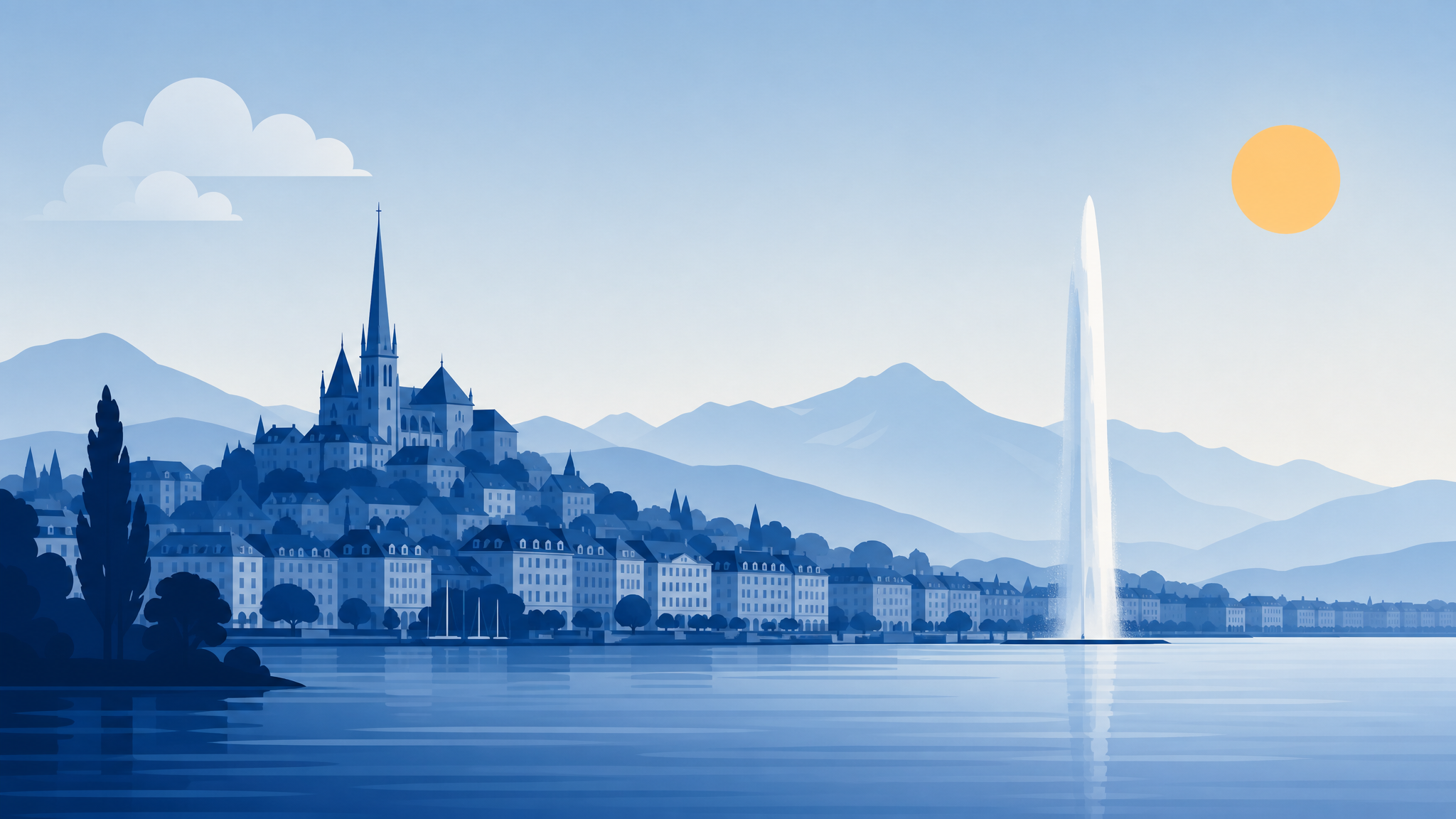 Illustration de la skyline de Genève et du lac Léman